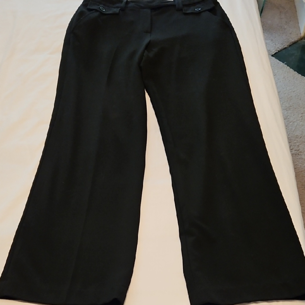 Larry Levine Classic Black Wide-Leg Pants